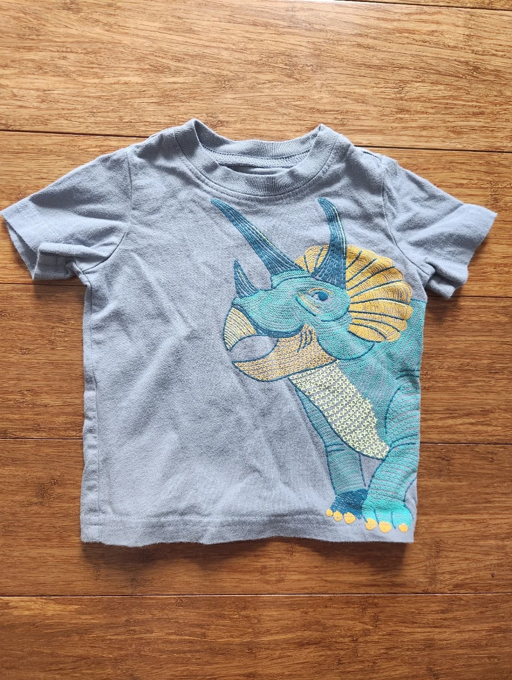 Carter's Baby Boys Dinosaur Triceratops Embroidered T-shirt Tee Shirt, 12 Months